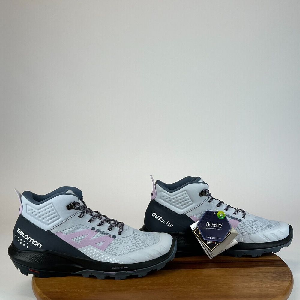 New Womens Salomon Outpulse GTX Mid Outdoor Gray Ankle Hiking Boots Size 9.5 M‎